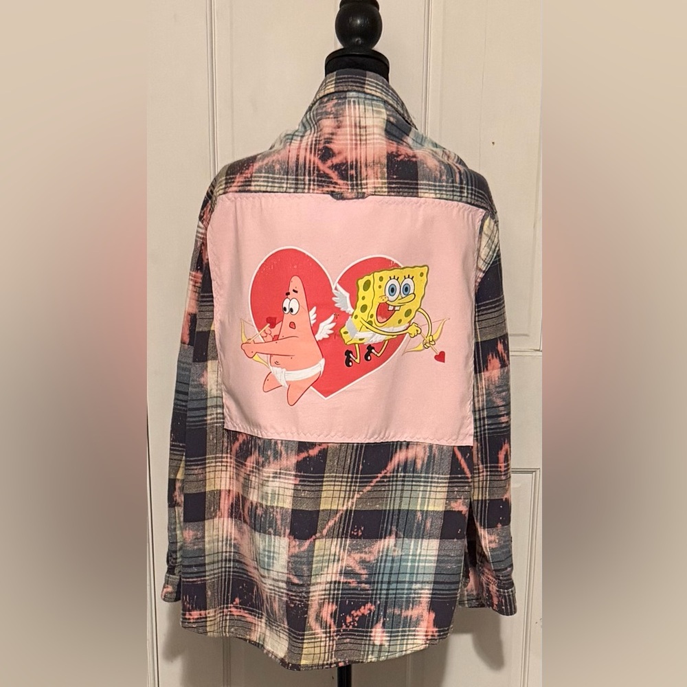 Old Navy Plaid Button Down Shirt - Pink and Black